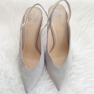 Vince Camuto Bhianna Slingback Suede Heels Grey 9M